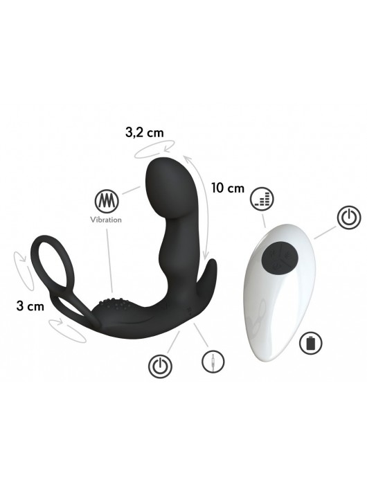 Черный вибромассажер простаты Taurus с эрекционным кольцом - Le Frivole - в Невинномысске купить с доставкой