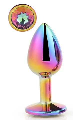 Голографическая анальная втулка с радужным кристаллом - 7,1 см. - Dream Toys - купить с доставкой в Невинномысске