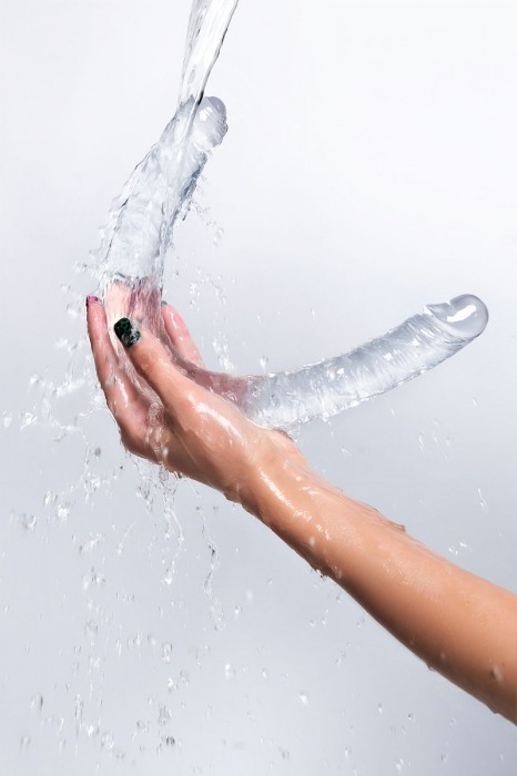 Прозрачный двухсторонний фаллоимитатор Double Dildo - 40 см. - Toyfa Basic