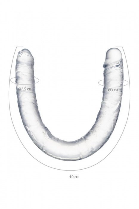 Прозрачный двухсторонний фаллоимитатор Double Dildo - 40 см. - Toyfa Basic