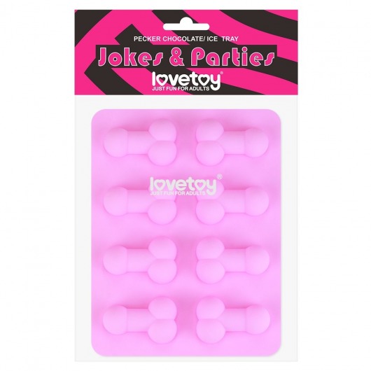 Розовая формочка для льда и шоколада Pecker Chocolate/Ice Tray - Lovetoy - купить с доставкой в Невинномысске