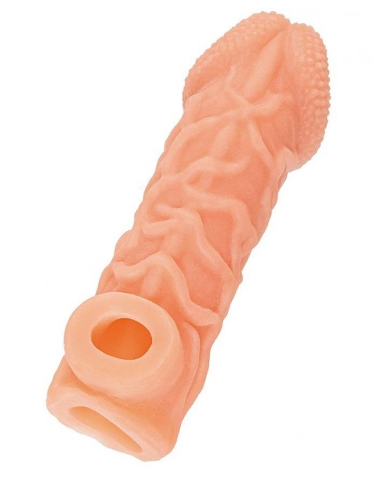 Телесная закрытая насадка с венками Cock Sleeve Size S - 13,8 см. - KOKOS - в Невинномысске купить с доставкой