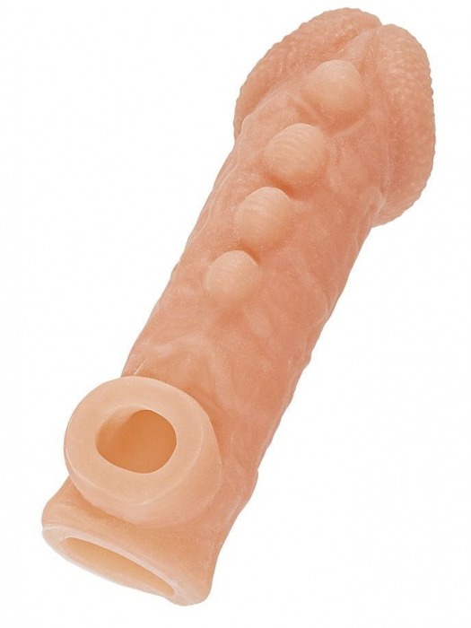 Телесная закрытая насадка с шишечками Cock Sleeve Size S - 13,8 см. - KOKOS - в Невинномысске купить с доставкой