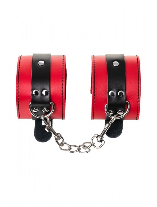 Красно-черные оковы на ноги из кожи - ToyFa - купить с доставкой в Невинномысске