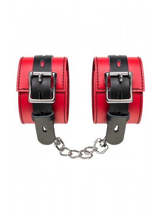 Красно-черные оковы на ноги из кожи - ToyFa - купить с доставкой в Невинномысске