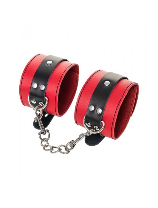 Красно-черные оковы на ноги из кожи - ToyFa - купить с доставкой в Невинномысске