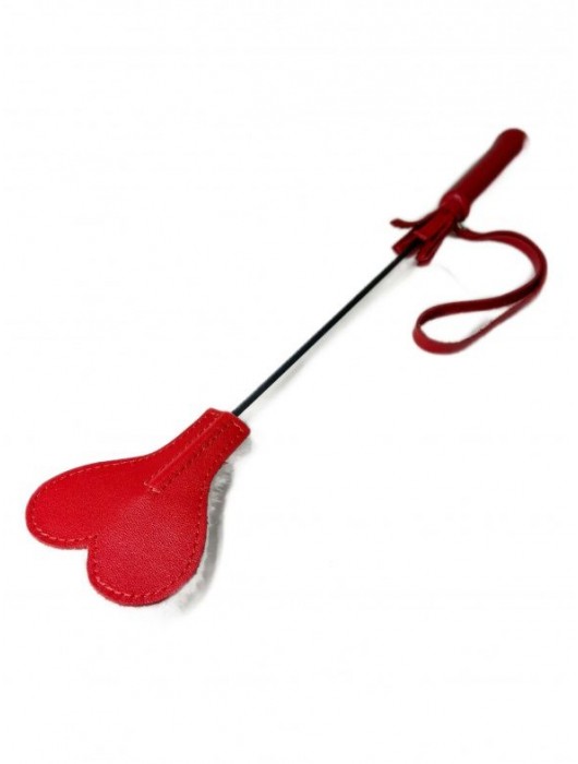 Красно-белый кожаный мини-стек - 36 см. - БДСМ Арсенал - купить с доставкой в Невинномысске