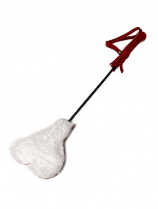 Красно-белый кожаный мини-стек - 36 см. - БДСМ Арсенал - купить с доставкой в Невинномысске