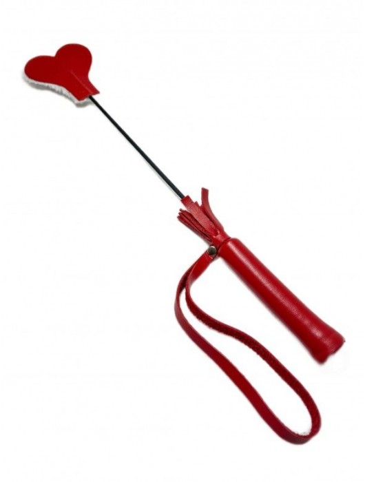 Красно-белый кожаный мини-стек - 36 см. - БДСМ Арсенал - купить с доставкой в Невинномысске