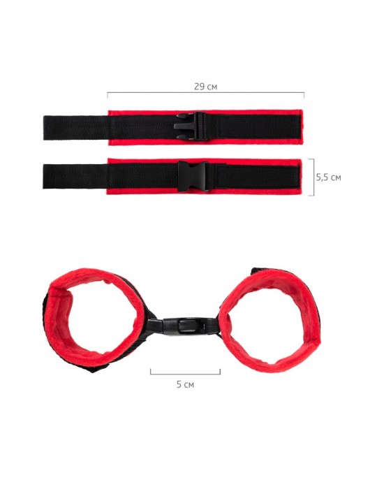 Красно-черные велюровые оковы Anonymo - ToyFa - купить с доставкой в Невинномысске