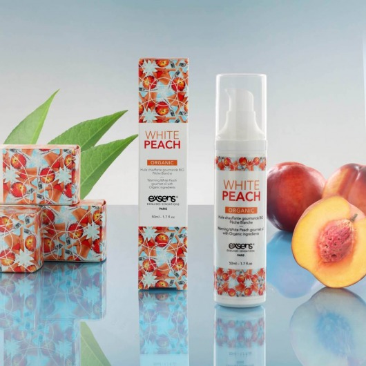 Разогревающее массажное масло Gourmet White Peach Organic с органическими ингредиентами - 50 мл. - Exsens - купить с доставкой в Невинномысске