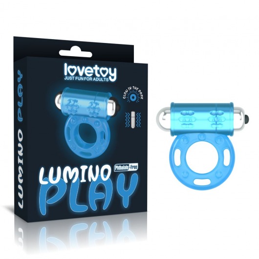 Голубое, светящееся в темноте эрекционное виброкольцо Lumino Play Vibrating Penis Ring - Lovetoy - в Невинномысске купить с доставкой