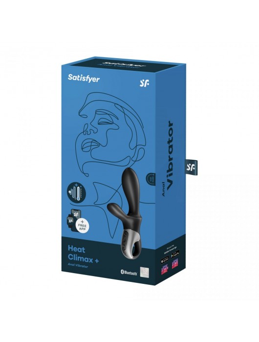 Черный анальный вибратор Heat Climax+ с функцией нагрева - 20,6 см. - Satisfyer - в Невинномысске купить с доставкой