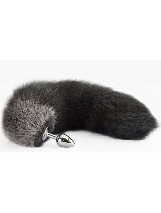 Серебристая анальная пробка с хвостом - Sitabella