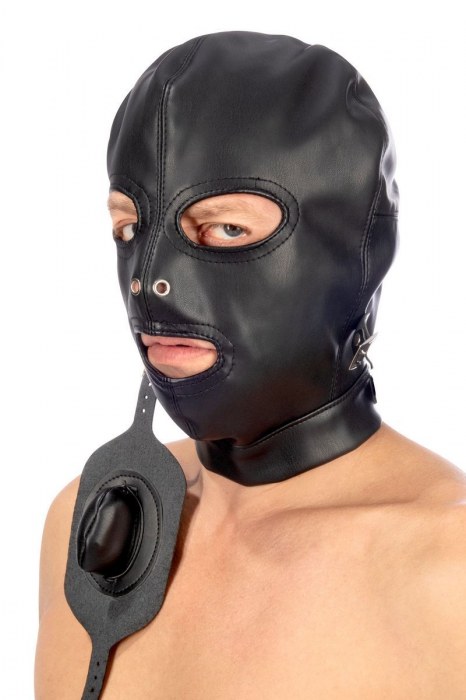 Маска-шлем с прорезями для глаз и регулируемым кляпом - Fetish Tentation - купить с доставкой в Невинномысске
