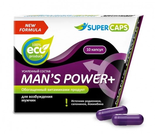 Возбуждающее средство для мужчин Mans Power plus - 10 капсул (0,35 гр.) +1 в подарок - SuperCaps - купить с доставкой в Невинномысске