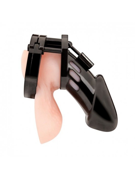 Черная акриловая клетка целомудрия для члена с замком - BlueLine - купить с доставкой в Невинномысске