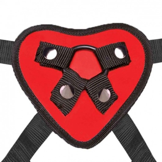 Красный поясной фаллоимитатор Red Heart Strap on Harness   5in Dildo Set - 12,25 см. - Lux Fetish - купить с доставкой в Невинномысске