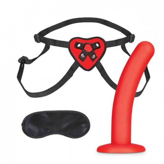 Красный поясной фаллоимитатор Red Heart Strap on Harness   5in Dildo Set - 12,25 см. - Lux Fetish - купить с доставкой в Невинномысске