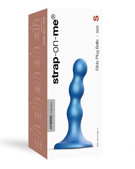 Голубая насадка Strap-On-Me Dildo Plug Balls size S - Strap-on-me - купить с доставкой в Невинномысске
