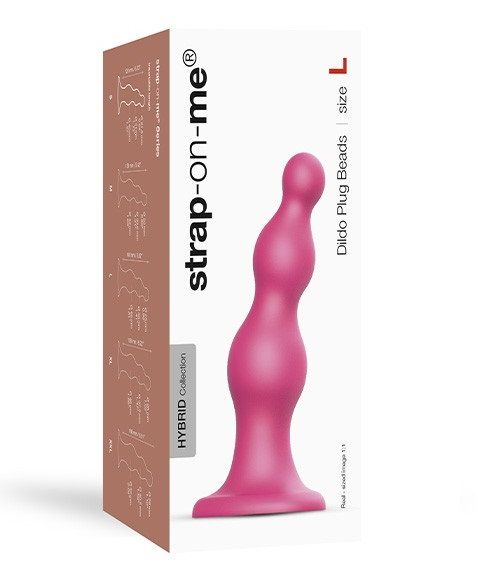 Розовая насадка Strap-On-Me Dildo Plug Beads size L - Strap-on-me - купить с доставкой в Невинномысске