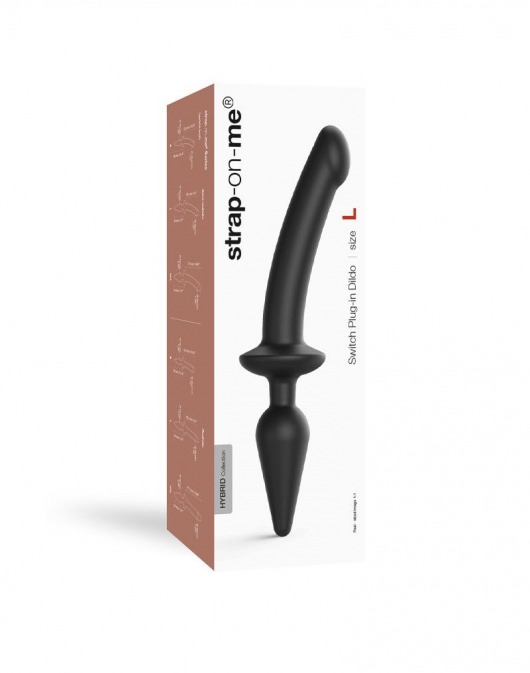 Черный двусторонний фаллоимитатор Strap-On-Me Dildo Plug-In Switch size S - Strap-on-me