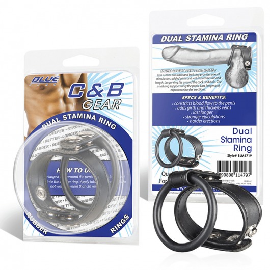 Двойное кольцо выносливости на пенис DUAL STAMINA RING - BlueLine - в Невинномысске купить с доставкой