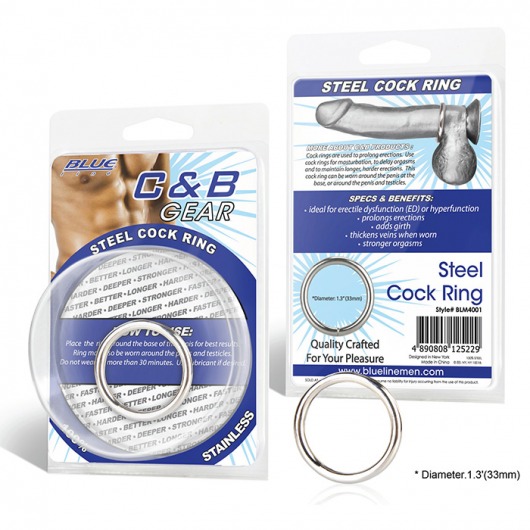 Стальное эрекционное кольцо STEEL COCK RING - 3.5 см. - BlueLine - в Невинномысске купить с доставкой