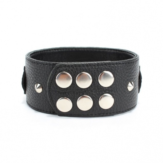 Черный кожаный ошейник с короткими шипами - БДСМ Арсенал - купить с доставкой в Невинномысске