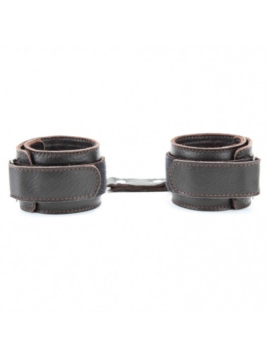 Коричневые кожаные оковы с клепками - БДСМ Арсенал - купить с доставкой в Невинномысске
