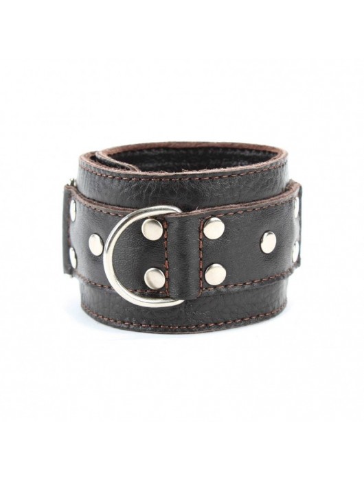 Коричневые кожаные оковы с клепками - БДСМ Арсенал - купить с доставкой в Невинномысске