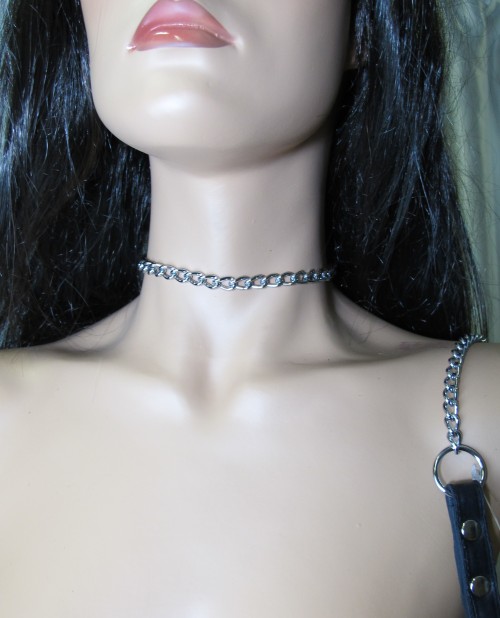 Металлический поводок с кожаной петлёй - БДСМ Арсенал - купить с доставкой в Невинномысске