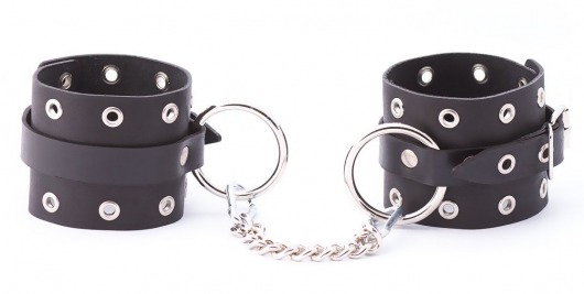 Черные кожаные оковы с люверсами - Crazy Handmade - купить с доставкой в Невинномысске