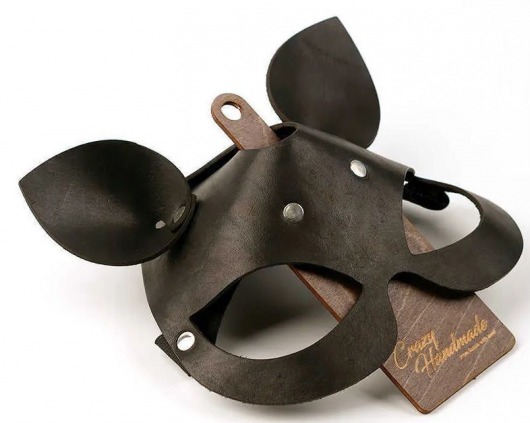 Черная кожаная маска  Кошка  с маленькими ушками - Crazy Handmade - купить с доставкой в Невинномысске