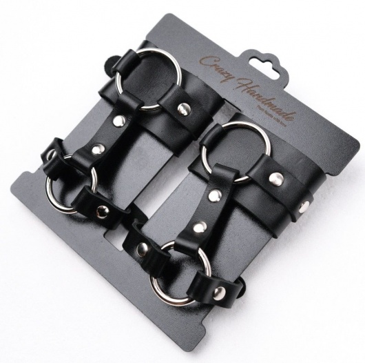 Черные наручники с креплением на кисть руки - Crazy Handmade - купить с доставкой в Невинномысске