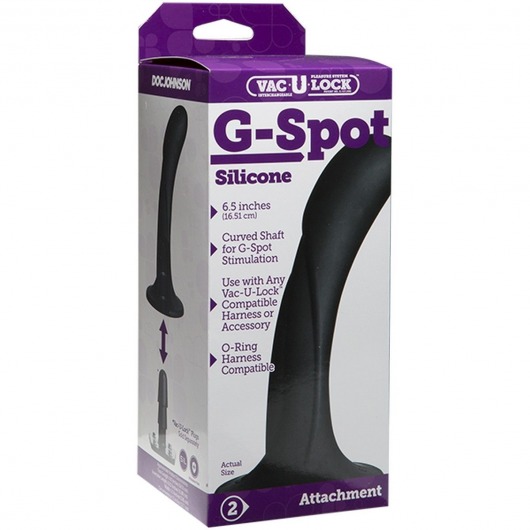 Черная изогнутая насадка Vac-U-Lock G-Spot - 16,5 см. - Doc Johnson - купить с доставкой в Невинномысске