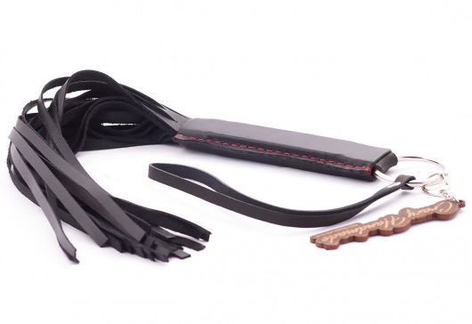 Черная кожаная плеть с удобной ручкой - 50 см. - Crazy Handmade - купить с доставкой в Невинномысске