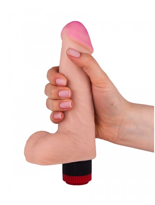 Фаллоимитатор с мошонкой и вибрацией - 17,5 см. - LOVETOY (А-Полимер)