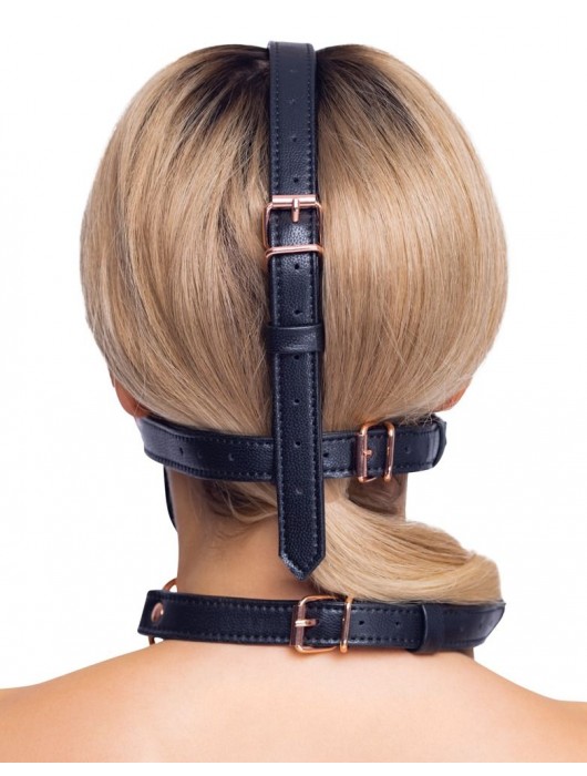 Черный намордник с кляпом-шаром Head Harness With A Gag - Orion - купить с доставкой в Невинномысске