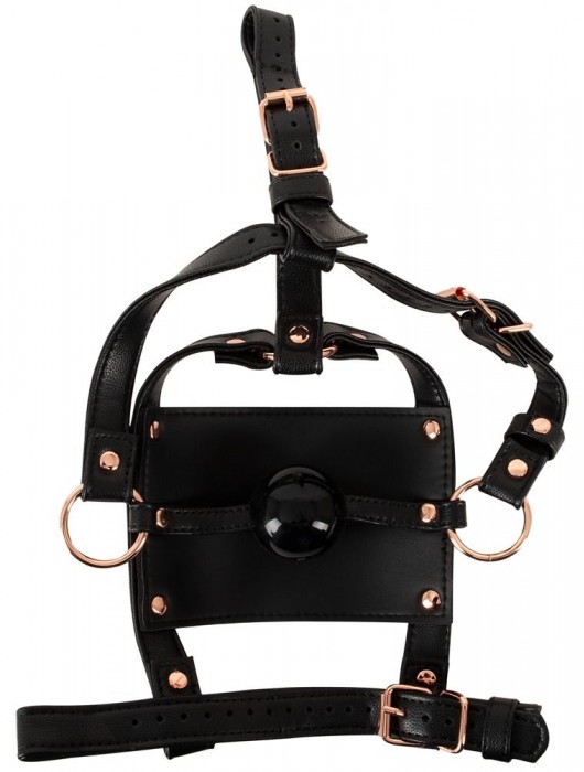 Черный намордник с кляпом-шаром Head Harness With A Gag - Orion - купить с доставкой в Невинномысске