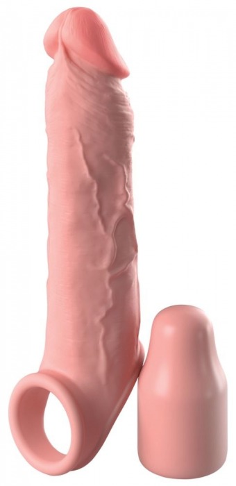 Телесная насадка-удлинитель 2 Inch Silicone X-tension with Strap - 20,3 см. - Pipedream - в Невинномысске купить с доставкой