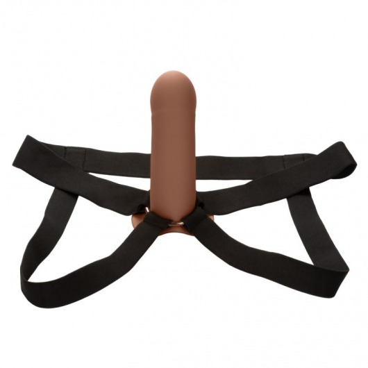 Коричневый фаллопротез из силикона Extension with Harness - 15,75 см. - California Exotic Novelties - купить с доставкой в Невинномысске