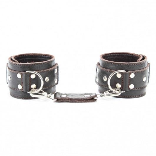 Коричневые кожаные наручники - БДСМ Арсенал - купить с доставкой в Невинномысске