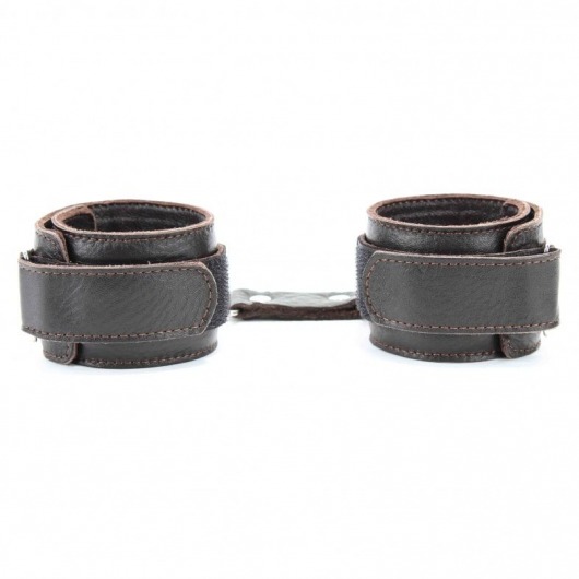 Коричневые кожаные наручники - БДСМ Арсенал - купить с доставкой в Невинномысске