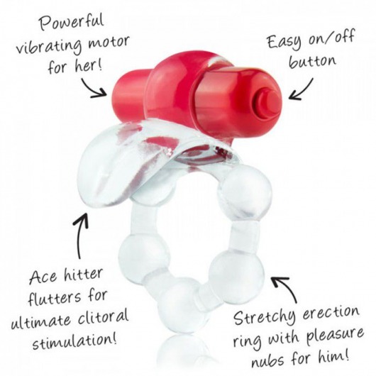 Виброкольцо с язычком и красным виброэлементом Overtime - Screaming O - в Невинномысске купить с доставкой