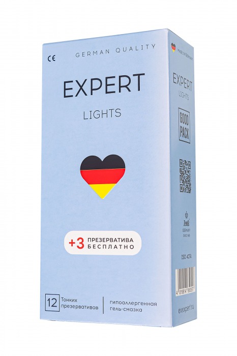 Ультратонкие презервативы EXPERT Lights - 12 шт.(+3 в подарок) - Expert - купить с доставкой в Невинномысске