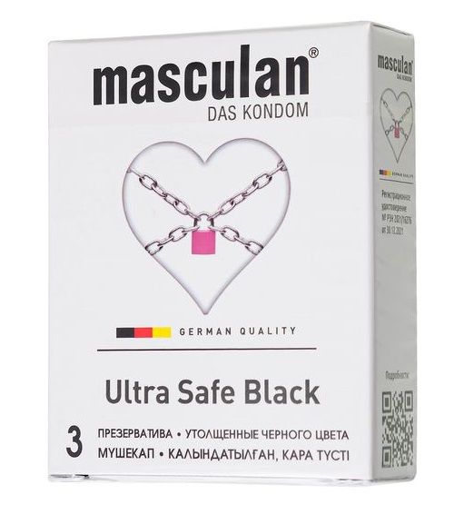 Ультрапрочные презервативы Masculan Ultra Safe Black - 3 шт. - Masculan - купить с доставкой в Невинномысске