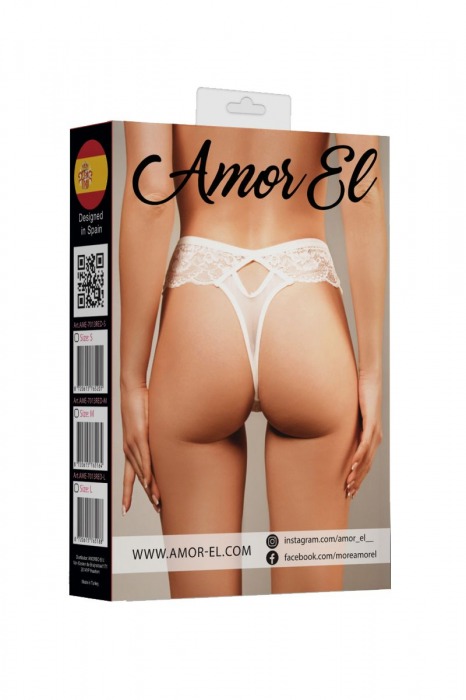 Кружевные трусики-танга с соблазнительными вырезами - Amor El купить с доставкой