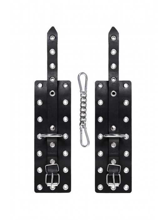 Черные кожаные однослойные наручники с люверсами - Pecado - купить с доставкой в Невинномысске