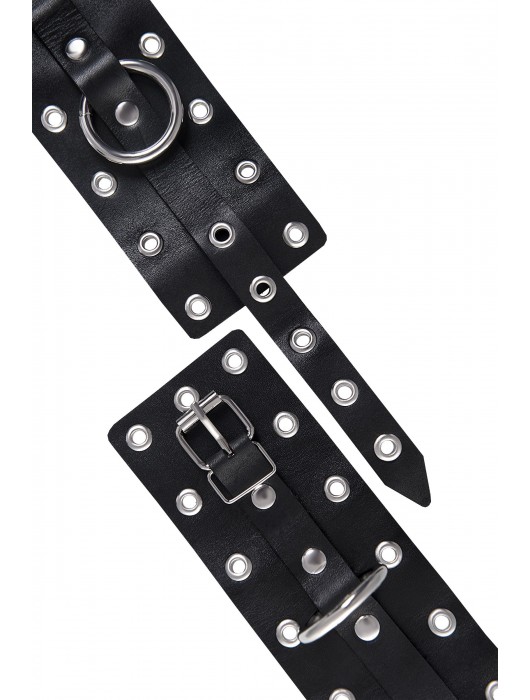 Черные кожаные однослойные наручники с люверсами - Pecado - купить с доставкой в Невинномысске